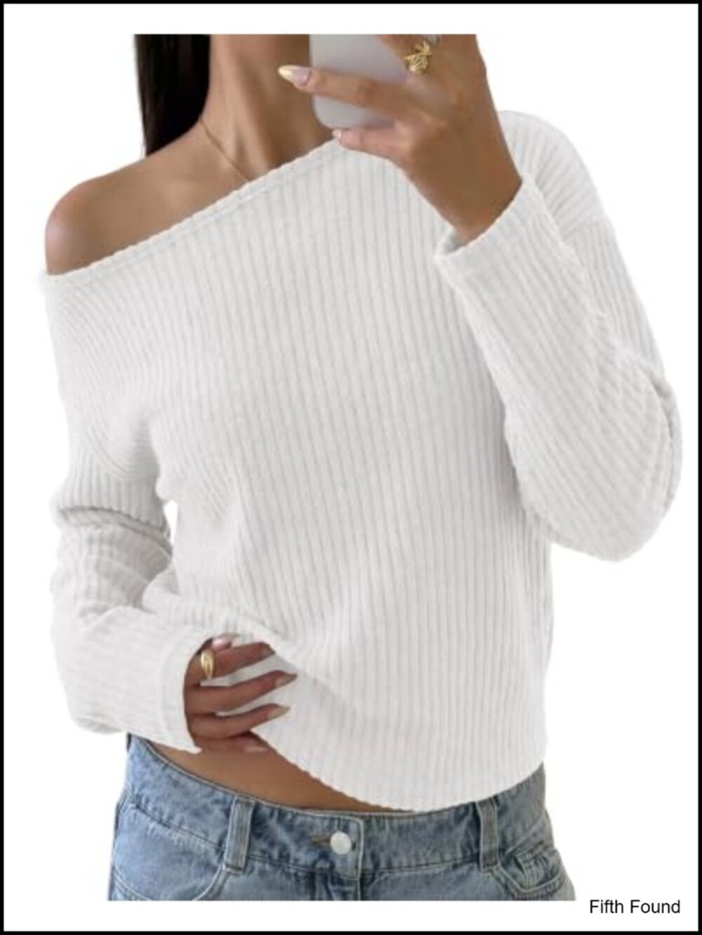 Off Shoulder Sweater Asymmetrical Knit Top Women Long Sleeve